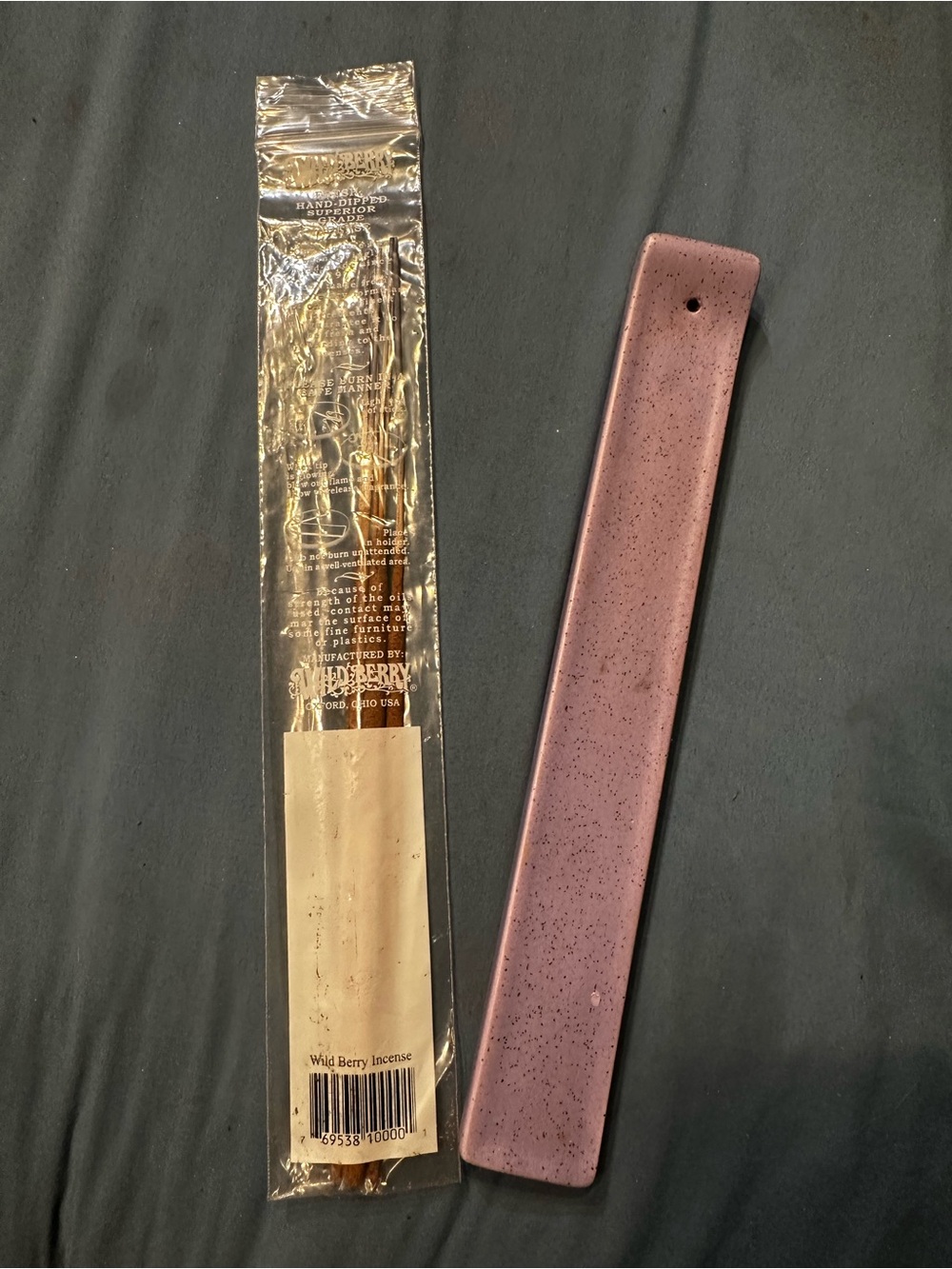 Incense Sticks with Purple Ceramic Holder Bundle